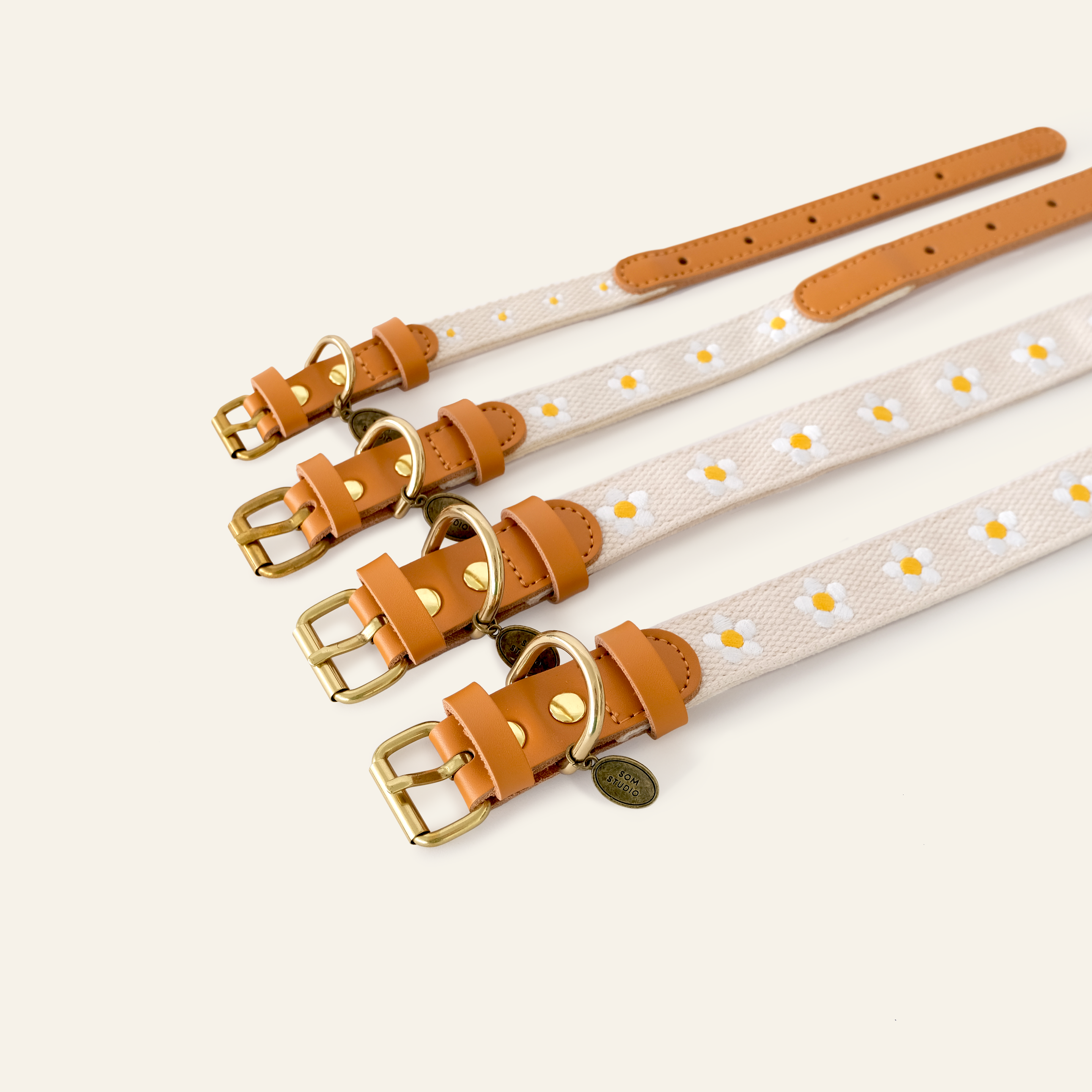 Daisy Dog Collar - Beige