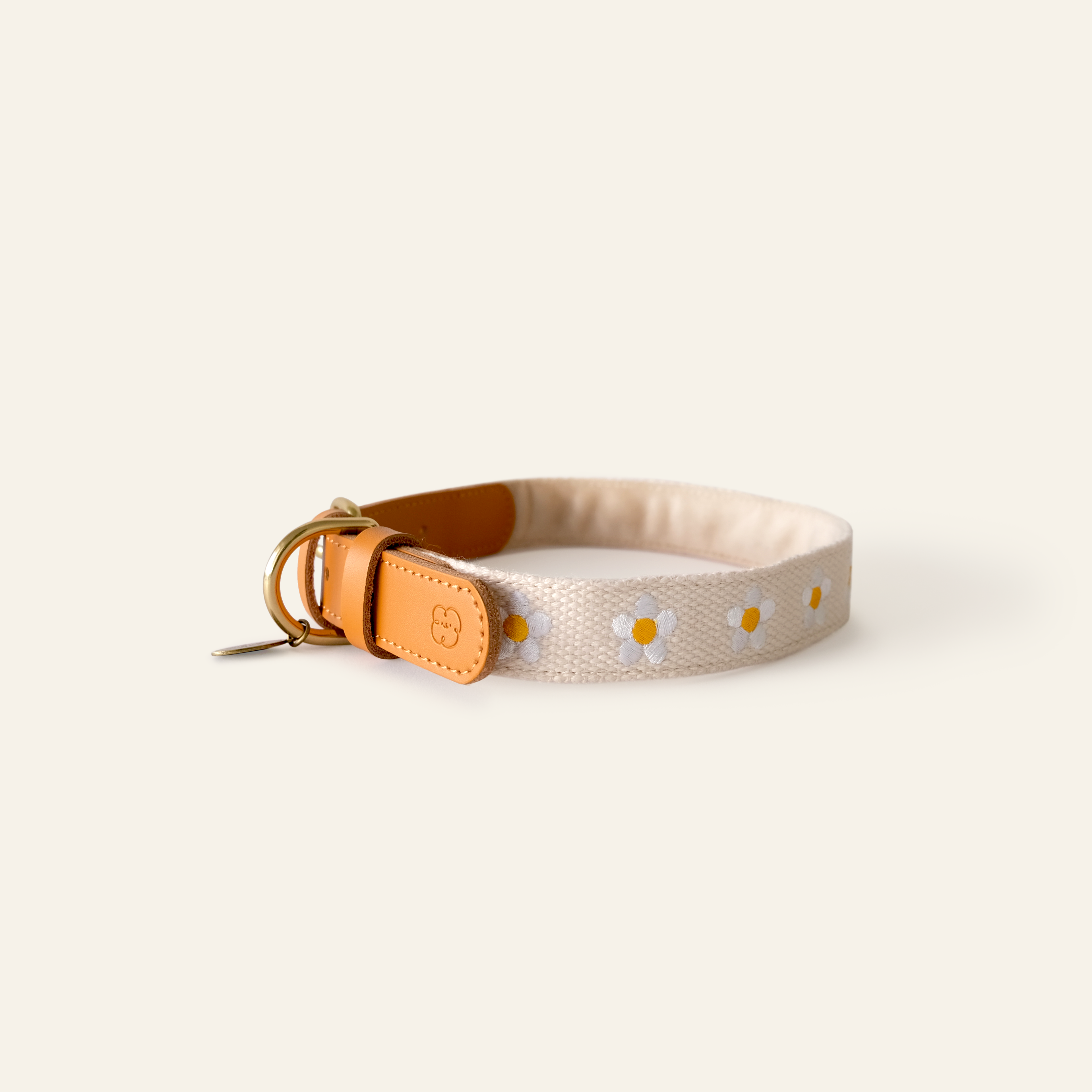 Daisy Dog Collar - Beige